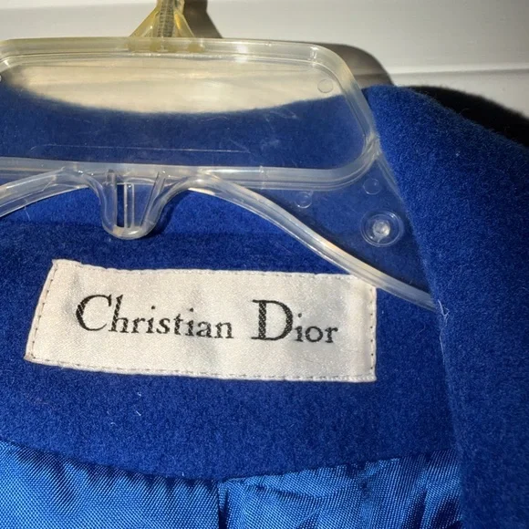 💎 VINTAGE Christian Dior Boutique Royal Blue Wool Long Coat- Size 14 - Picture 8 of 16